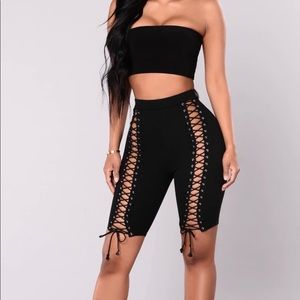 Lace up biker shorts